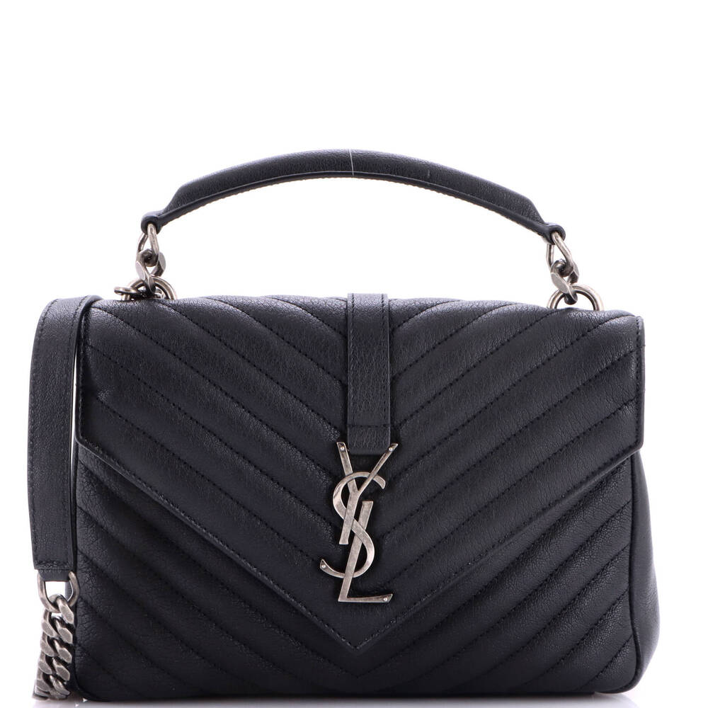Saint Laurent Medium Classic Monogram College Bag Matelasse Chevron Leather